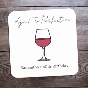 Aged To Perfection Wine 40th Birthday Square Paper Coaster