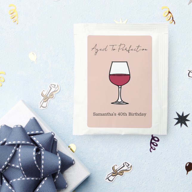 Aged To Perfection Wine 40th Birthday Tea Bag Drink Mix (Packets)