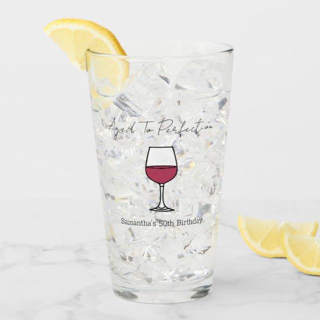 Aged To Perfection Wine 50th Birthday Glass (Front Ice)