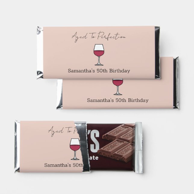 Aged To Perfection Wine 50th Birthday Hershey Bar Favors (Front)
