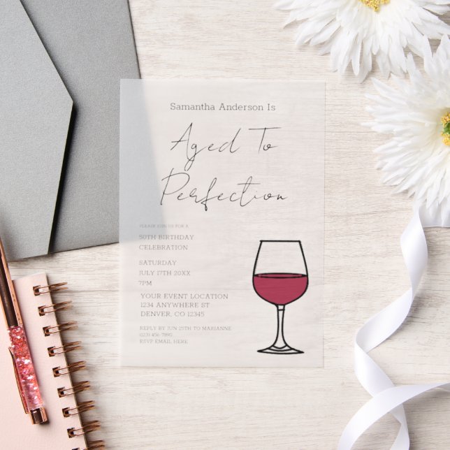 Aged To Perfection Wine 50th Birthday Invitation (Wedding)