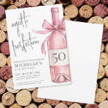 Aged To Perfection Wine 50th Birthday Party Invitation<br><div class="desc">Aged To Perfection Blush Pink 50th Birthday Wine Invitation. This adorable yet elegant design is perfect for celebrating fifty in style. The front features a soft watercolor blush pink wine bottle topped with a girly pink bow for a fun, feminine touch. There’s a spot to display the age on the...</div>