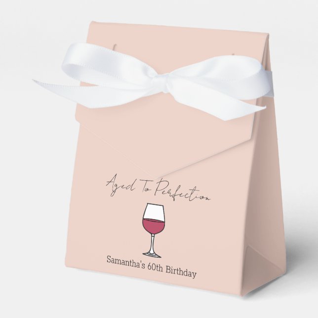 Aged To Perfection Wine 60th Birthday Favor Boxes (Front Side)