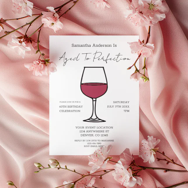 Aged To Perfection Wine 60th Birthday Invitation Zazzle 9164