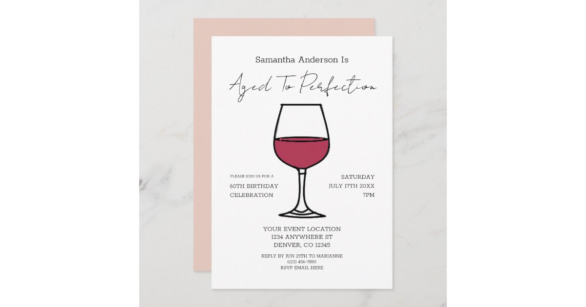 Aged To Perfection Wine 60th Birthday Invitation Zazzle 9169