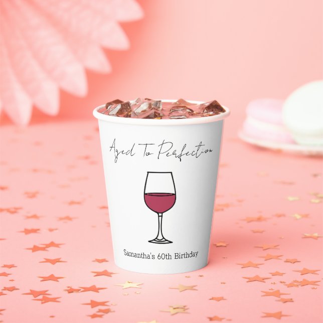Aged To Perfection Wine 60th Birthday Paper Cups (Insitu)