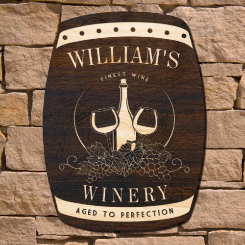 Aged to Perfection Wine Barrel Wooden Wall Sign