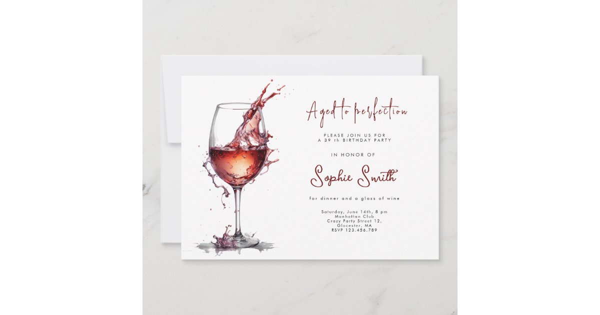 Aged To Perfection Wine Birthday Party Invitation Zazzle 7042