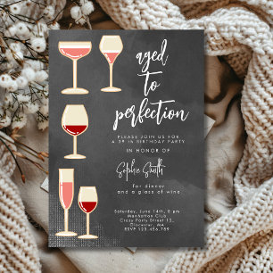 Aged to perfection wine birthday party invitation
