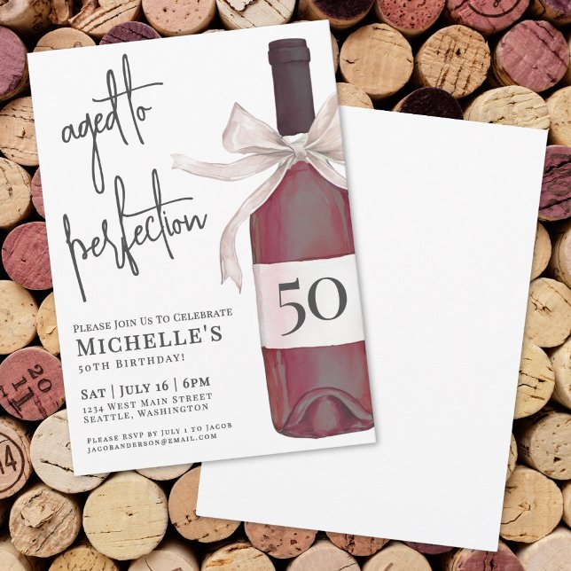 Aged To Perfection Wine Birthday Party Invitation (Aged To Perfection Wine Birthday Party Invitation)