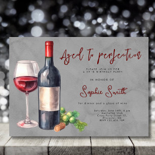 Aged to perfection wine birthday party  invitation