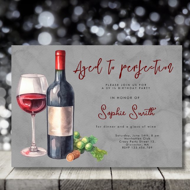 Aged to perfection wine birthday party  invitation (Creator Uploaded)