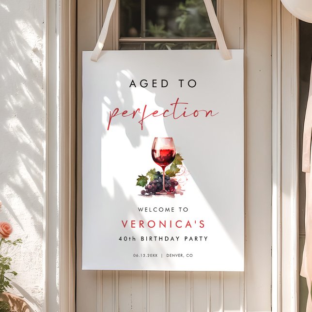 Aged to Perfection Wine Birthday Welcome Sign (Creator Uploaded)