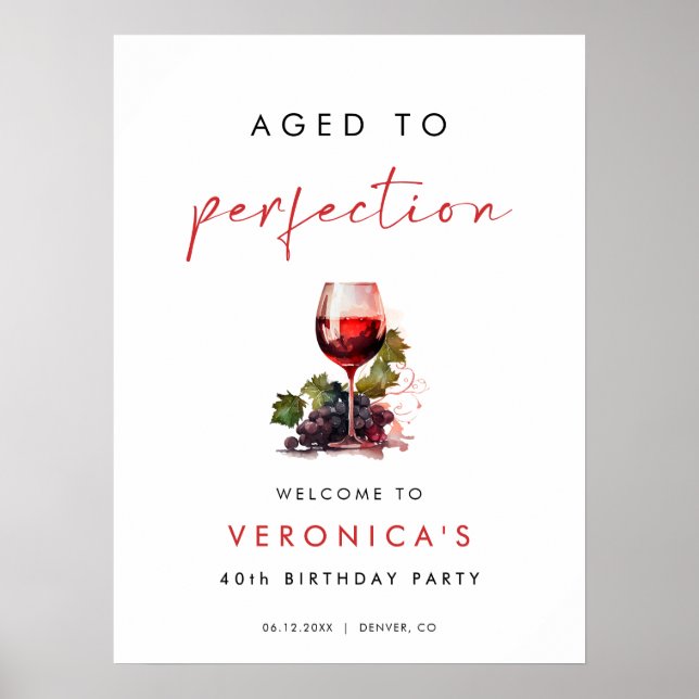 Aged to Perfection Wine Birthday Welcome Sign (Front)