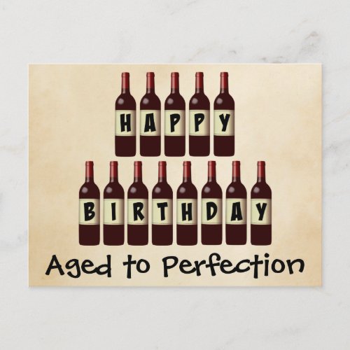 Aged to Perfection Wine Lover Happy Birthday Postcard