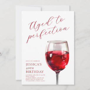 Aged to Perfection Wine Script 40th Birthday Party Invitation