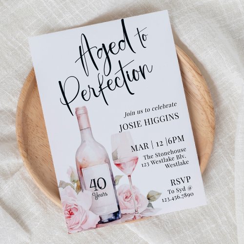 Aged to Perfection Wine Theme Winery Birthday Invitation