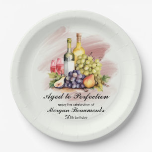 Aged to Perfection Wine Themed 50th Birthday Party Paper Plates