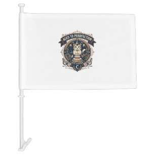Aged To Purrfection Cat Birthday Age Vintage Vecto Car Flag