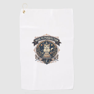 Aged To Purrfection Cat Birthday Age Vintage Vecto Golf Towel