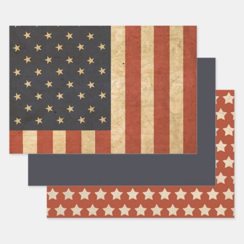 Aged USA Flag Army Boot Camp Soldier Wrapping Paper Sheets