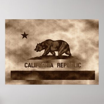 Aged Vintage California Flag Poster by clonecire at Zazzle