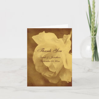 Aged Vintage Rose Floral Wedding  Thank You Card