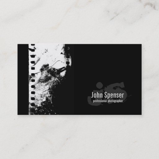 Customizable Aged White Photo Film Photographer Black Card Business Cards