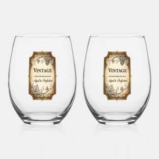 Aged Wine Style Birthday Bash Stemless Wine Glass