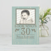 Aged Wood 30th Birthday Photo Invitation (Standing Front)