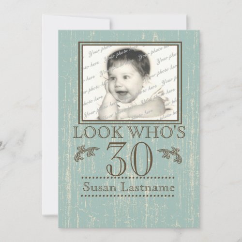 Aged Wood 30th Birthday Photo Invitation