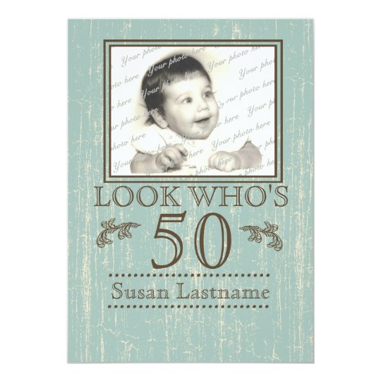 Aged Wood 50th Birthday Photo Card