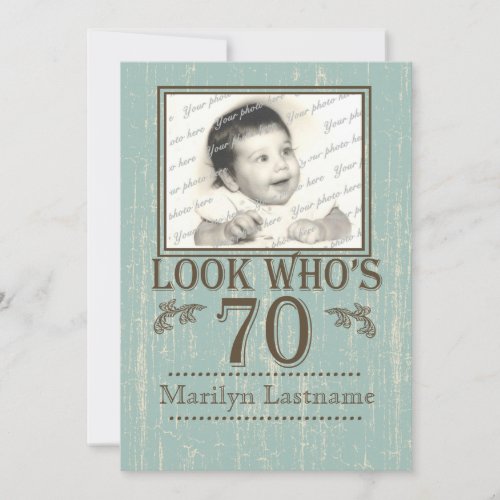 Aged Wood 70th Birthday Photo Invitation