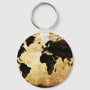 aged-world-map keychain