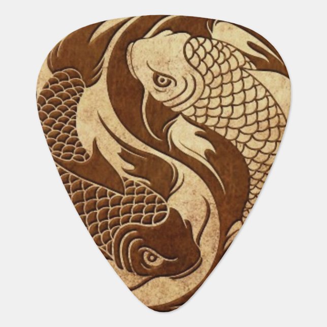 Aged Yin Yang Koi Fish Guitar Pick (Front)