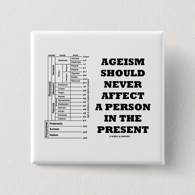 Ageism Should Never Affect A Person In The Present Pinback Button (Front)