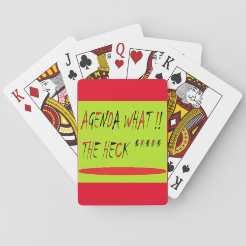 Agenda What The Heck colors lime green red Poker Cards