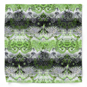 Agender dragon damask - Agender pride flag colors Bandana