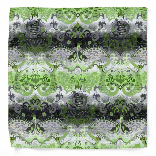 Agender dragon damask - Agender pride flag colors Bandana (Front)