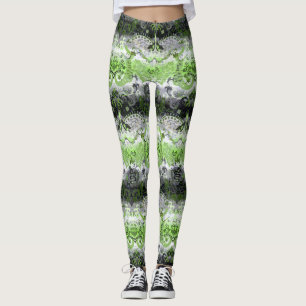 Agender Dragon Damask - Agender Pride Flag Colors Leggings