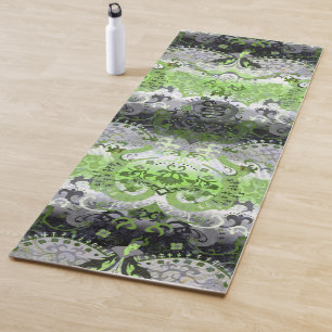 Agender Dragon Damask - Agender Pride Flag Colors Yoga Mat