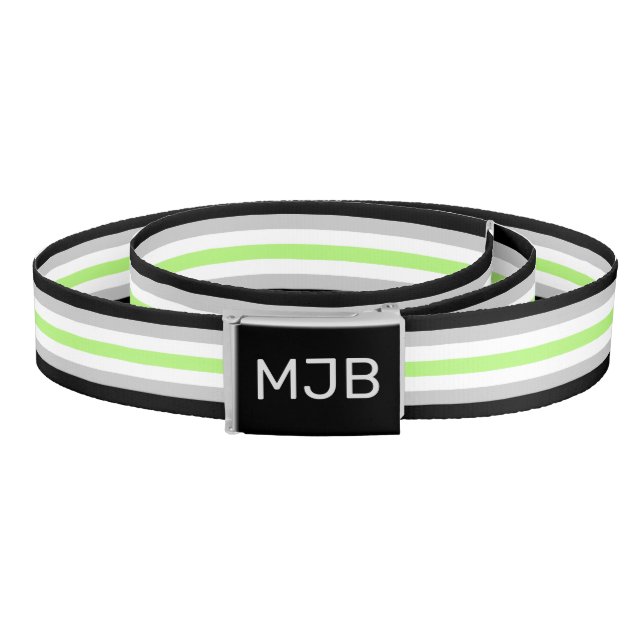 Agender Flag Monogrammed Initials Belt (Coil)