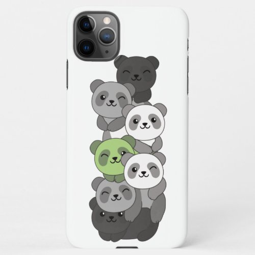 Agender Flag Pride Lgbtq Cute Panda Pile iPhone 11 iPhone 11Pro Max Case