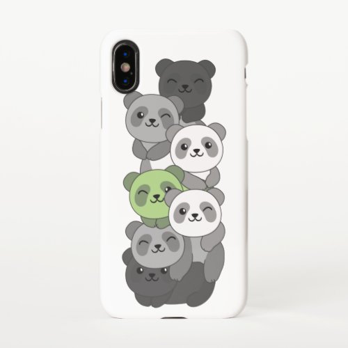 Agender Flag Pride Lgbtq Cute Panda Pile iPhone X  iPhone X Case