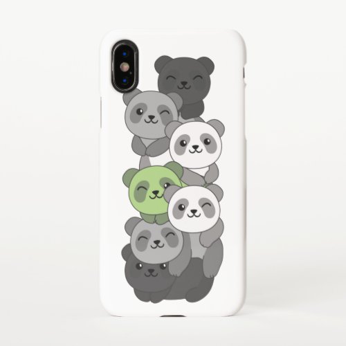 Agender Flag Pride Lgbtq Cute Panda Pile iPhone XS iPhone XS Case