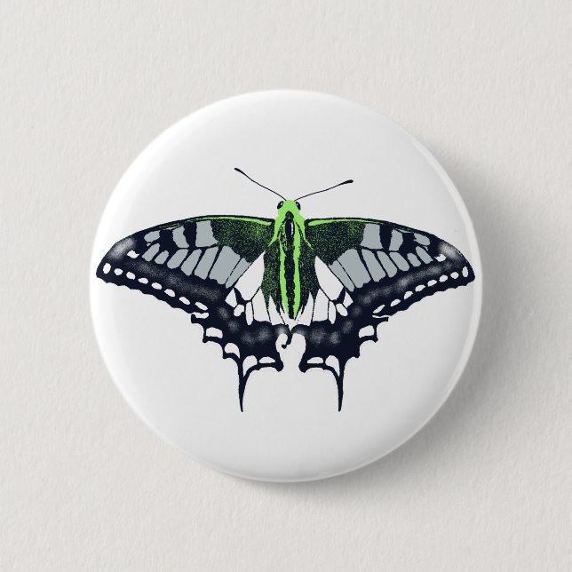 Agender Flag Swallowtail Butterfly Button (Front)