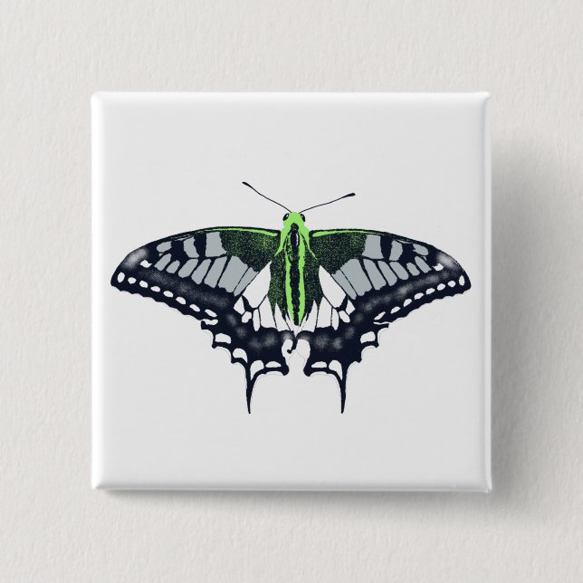 Agender Flag Swallowtail Butterfly Button (Front)