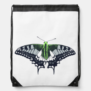 Agender Flag Swallowtail Butterfly Drawstring Bag