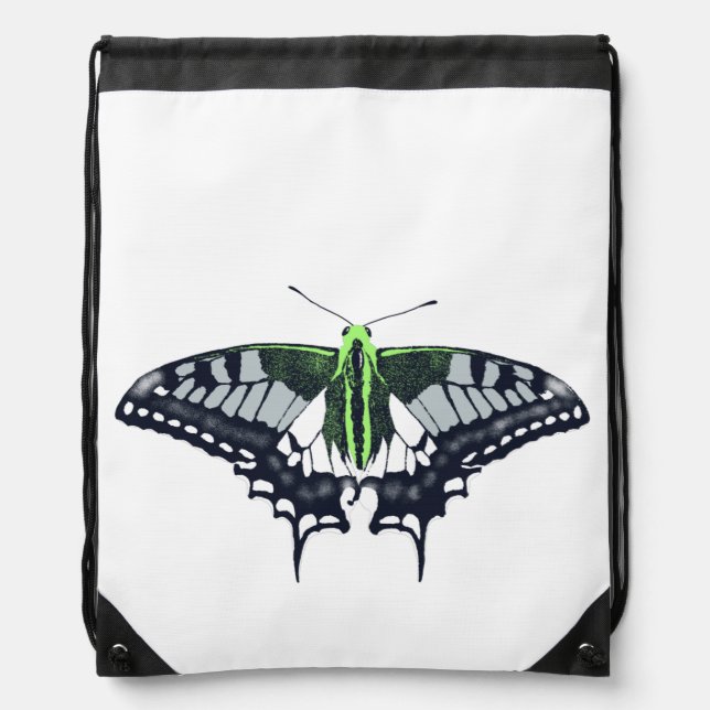 Agender Flag Swallowtail Butterfly Drawstring Bag (Front)