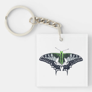 Agender Flag Swallowtail Butterfly Keychain